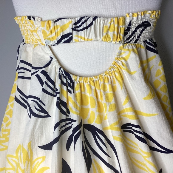 Anthropologie Floral Flounced Maxi Dress Pineapples Strapless L - Picture 4 of 13